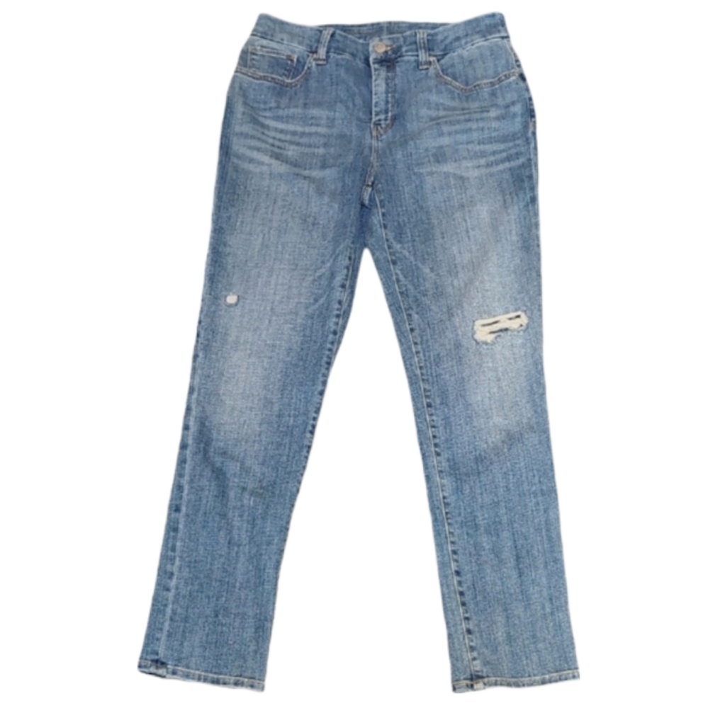 Chicos So Slimming Girlfriend Ankle Jeans Womens Size 2 Blue Slim Straight Denim